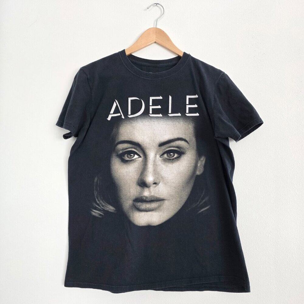 Adele 25 Album Cover Black Graphic Concert Tour T-Shirt Pop Music Fan, festival